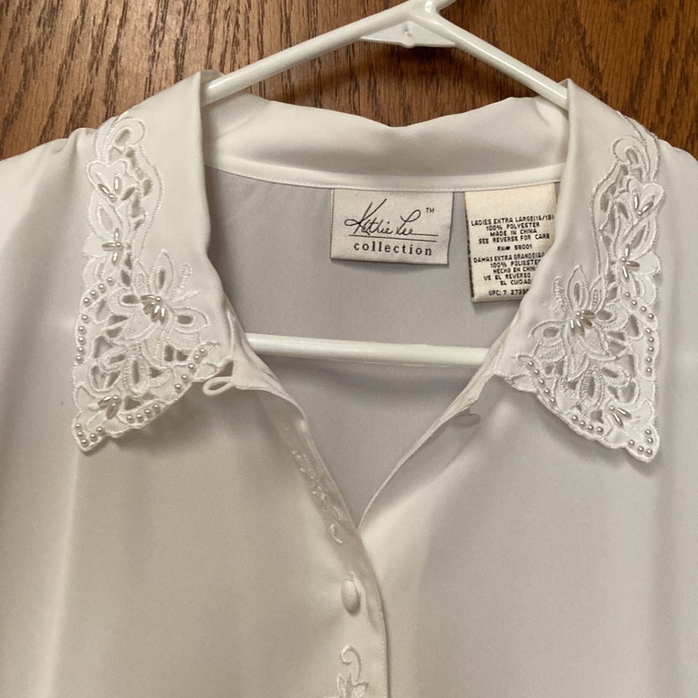 White Collared Button Down Blouse - image 3